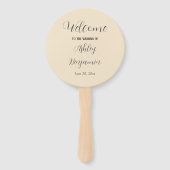 Champagne Kleur Eenvoudige Trouwceremonie Programm Handwaaier (Voorkant)