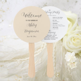 Champagne Kleur Eenvoudige Trouwceremonie Programm Handwaaier