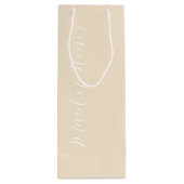 Champagne Kleur Gestileerde Script Bruidsmeisje Wijn Cadeautas (Achterkant)