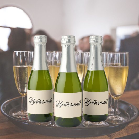 Champagne Kleur Gestileerde Script Trouw Bruidsmei Sparkling Wijnetiket