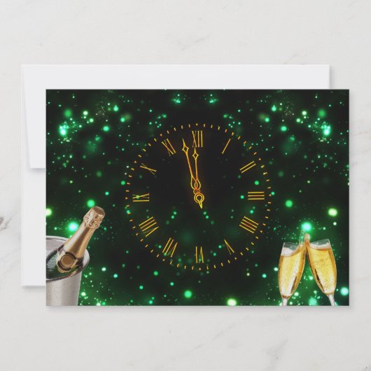Champagne & Klok Oudejaarsavond Kaart (Voorkant)