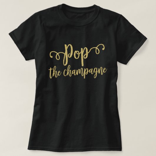 Champagne Knal Bruiloft Verloving Feest T-shirt (Design voorkant)