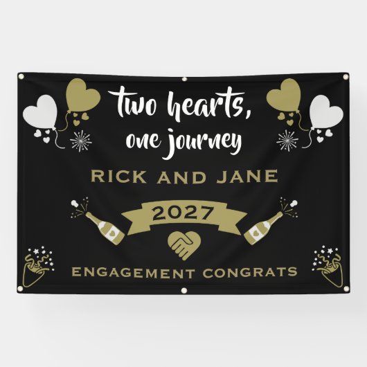 Champagne Knal Viering Feest Spandoek (Horizontaal)