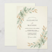 Champagne Koperen Blad Bruiloft Kaart (Voorkant / Achterkant)