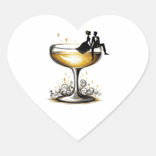 Champagne Koppel Hart Sticker