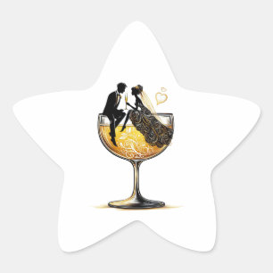 Champagne Koppel Ster Sticker