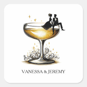 Champagne Koppel Vierkante Sticker
