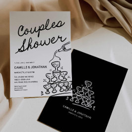 Champagne koppels douche uitnodiging
