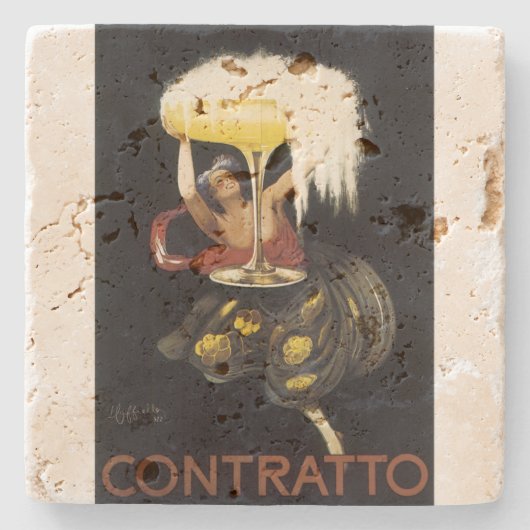  champagne-kunstdruk "Contratto" Stenen Onderzetter (Voorkant)