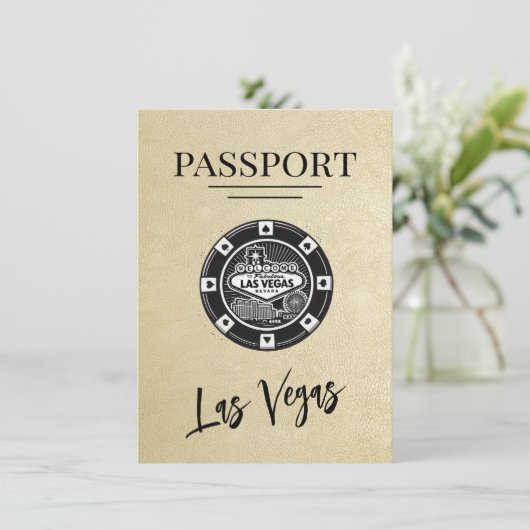 Champagne Las Vegas Passport Bewaar de datum Save The Date (Staand voorkant)