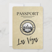 Champagne Las Vegas Passport Wedding Kaart (Achterkant)