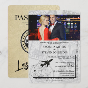 Champagne Las Vegas Passport Wedding Kaart