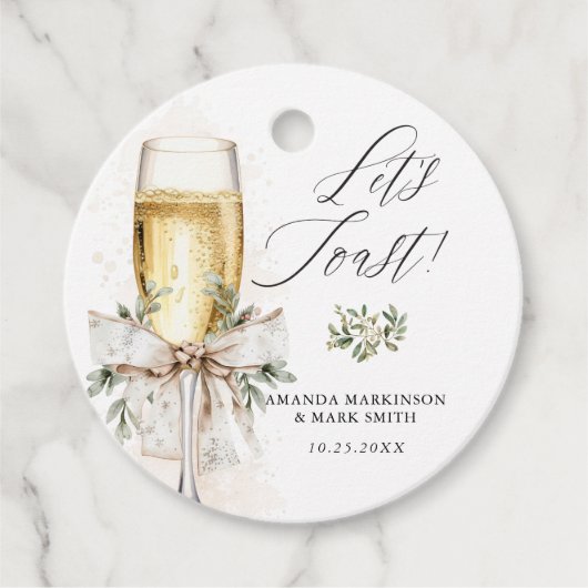 Champagne Laten we proosten Winter Neutraal Bedankjes Labels (Voorkant)