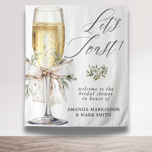 Champagne Laten we proosten Winter Neutrale Bruids Wandkleed