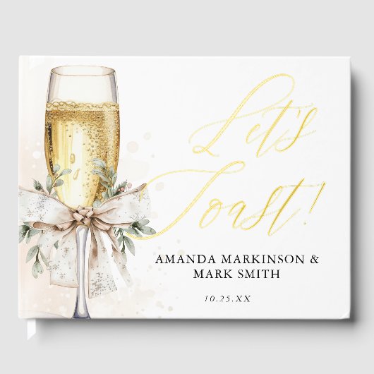Champagne Laten we proosten Winterse verloving Gastenboek (Voorkant)