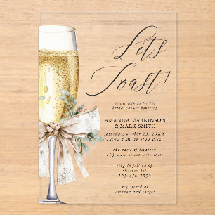 Champagne Laten we toosten Winter Bruidsfeestje Acryl Uitnodigingen