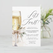 Champagne Laten we Winter Verloving Vieren Kaart (Staand voorkant)