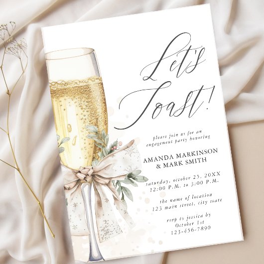 Champagne Laten we Winter Verloving Vieren Kaart