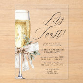 Champagne Let's Toast Winter Bridal Shower Acryl Uitnodigingen (Voorkant)