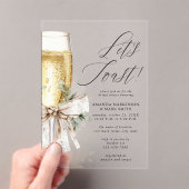 Champagne Let's Toast Winter Bridal Shower Acryl Uitnodigingen (Insitu (Draagbaar))