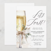 Champagne Let's Toast Winter Bridal Shower Kaart (Voorkant / Achterkant)