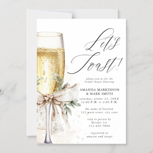 Champagne Let's Toast Winter Bridal Shower Magnetische Uitnodiging (Voorkant)