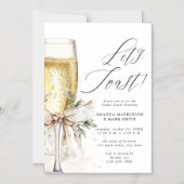 Champagne Let's Toast Winter Bridal Shower Magnetische Uitnodiging (Voorkant)
