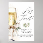 Champagne Let's Toast Winter Bridal Shower Welcome Poster (Voorkant)