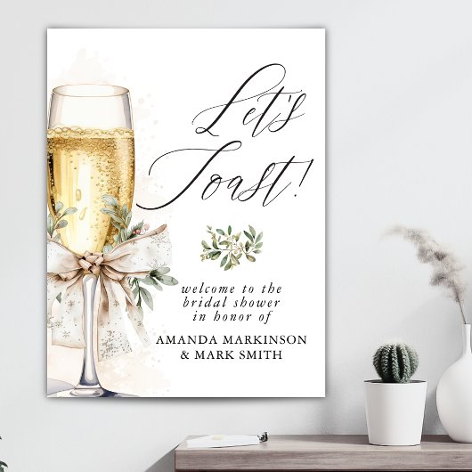 Champagne Let's Toast Winter Bridal Shower Welcome Poster