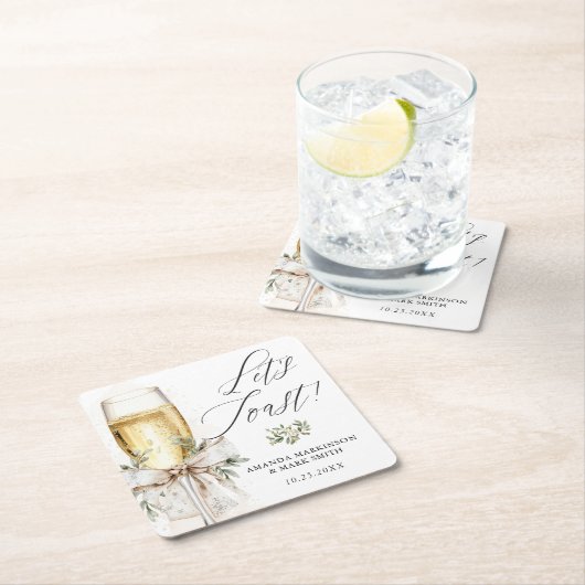 Champagne Let's Toast Winter Engagement Kartonnen Onderzetters (Insitu)