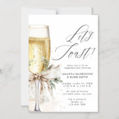 Champagne Let's Toast Winter Engagement Magnetische Uitnodiging (Voorkant)