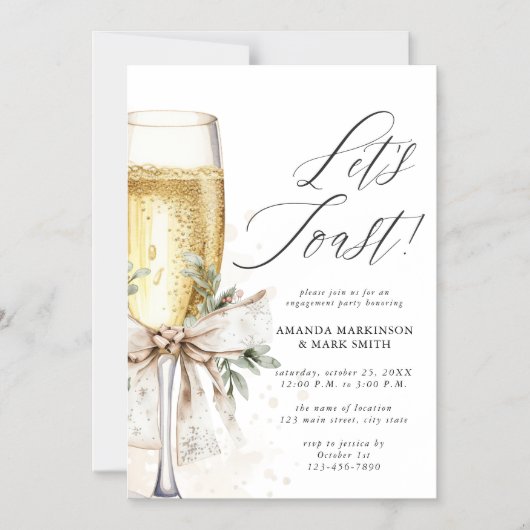Champagne Let's Toast Winter Engagement Magnetische Uitnodiging (Voorkant)