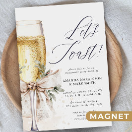 Champagne Let's Toast Winter Engagement Magnetische Uitnodiging