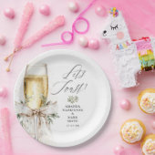 Champagne Let's Toast Winter Engagement Papieren Bordje (Feest)