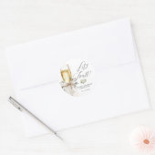 Champagne Let's Toast Winter Engagement Ronde Sticker (Envelop)