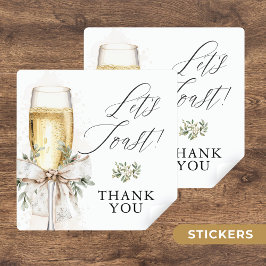 Champagne Let's Toast Winter Engagement Thank You Vierkante Sticker