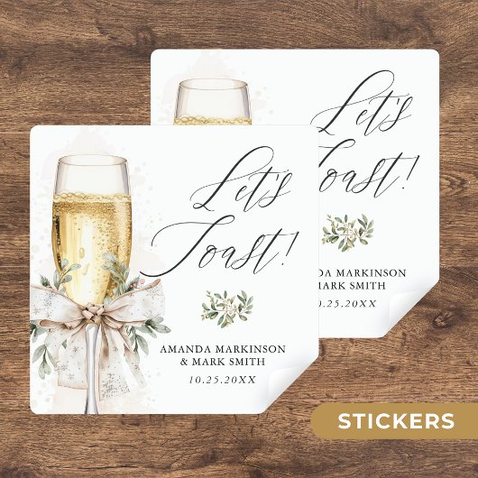 Champagne Let's Toast Winter Engagement Vierkante Sticker