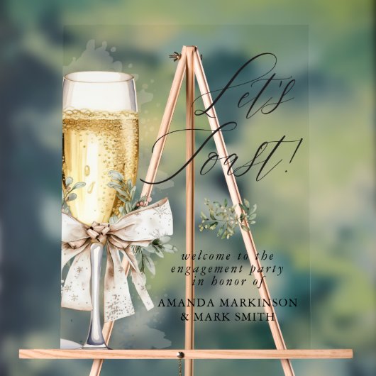Champagne Let's Toast Winter Engagement Welcome Acryl Bord (Neutraal)