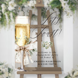 Champagne Let's Toast Winter Engagement Welcome Acryl Bord