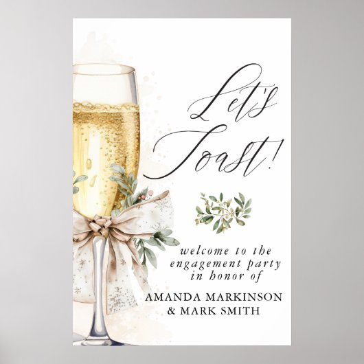 Champagne Let's Toast Winter Engagement Welcome Poster (Voorkant)
