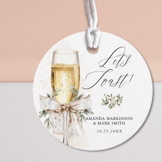 Champagne Let's Toast Winter Neutral Bedankjes Labels