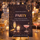 Champagne Lichten Feest Uitnodiging