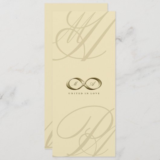 Champagne Liefde Infinity Hand gesp Logo bruiloft Kaart (Voorkant / Achterkant)