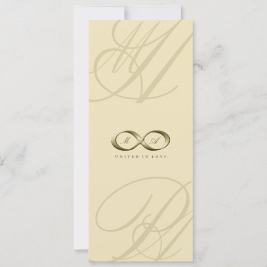 Champagne Liefde Infinity Hand gesp Logo bruiloft Kaart (Voorkant)