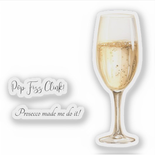 Champagne Liefhebber Sticker met Grappige Phrases (Voorkant)