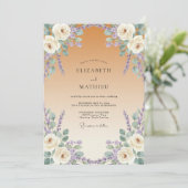 Champagne Lila Aquarel Bruiloft Kaart (Staand voorkant)