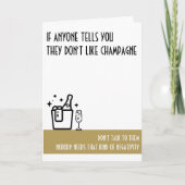 Champagne Lover's Standard Gold Color Birthday Kaart (Voorkant)