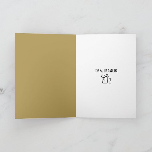 Champagne Lover's Standard Gold Color Birthday Kaart (Binnen)