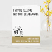 Champagne Lover's Standard Gold Color Birthday Kaart (Gele Bloem)