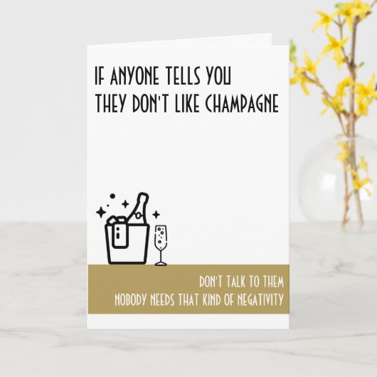 Champagne Lover's Standard Gold Color Birthday Kaart (Gele Bloem)